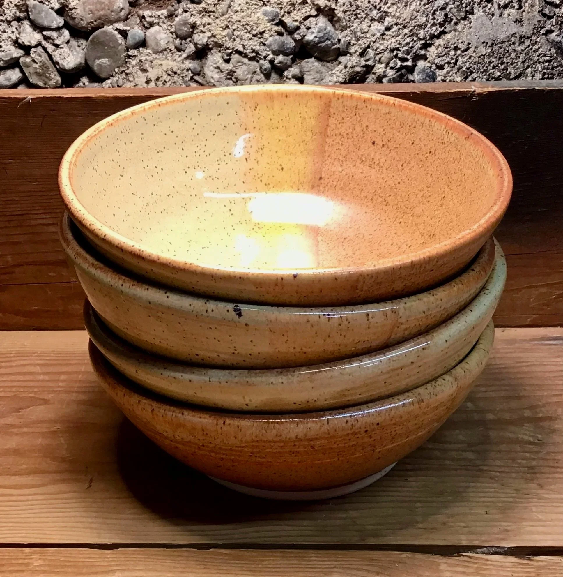 4 Handmade Pottery Soup Bowls-Nutmeg Sahara-2-cup Stoneware Bowl Set