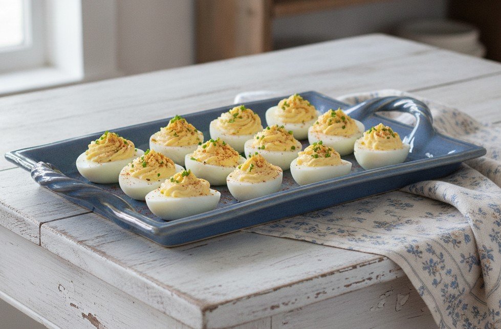 twilight handled tray with devilled eggs.jpeg