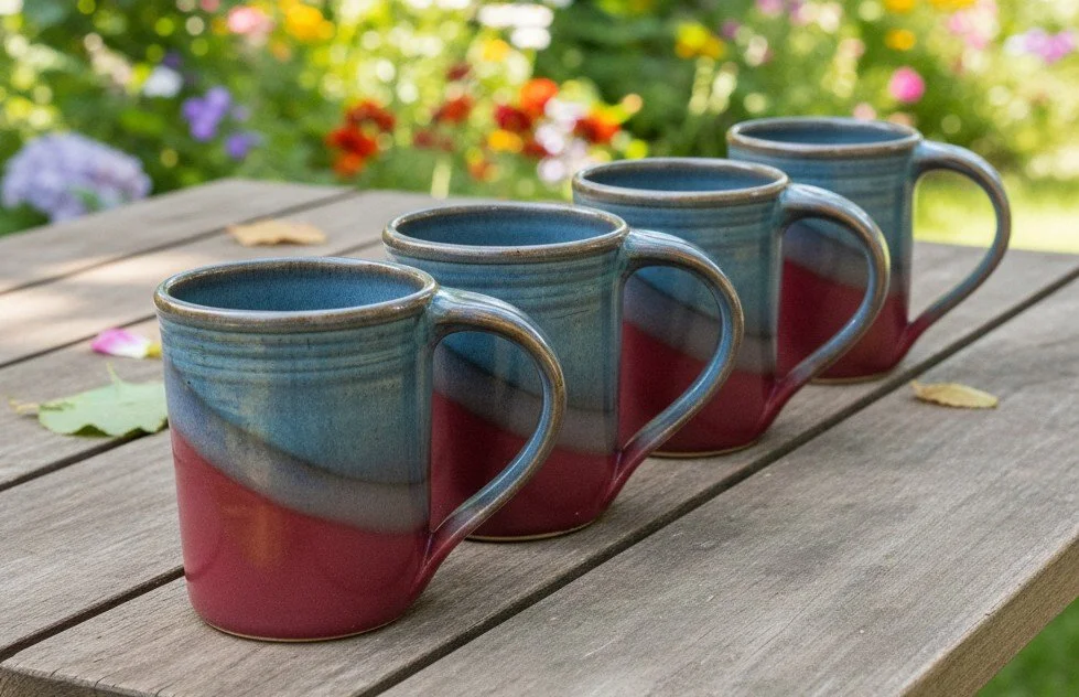 set of 4 raspberry twilight mugs in garden.jpeg
