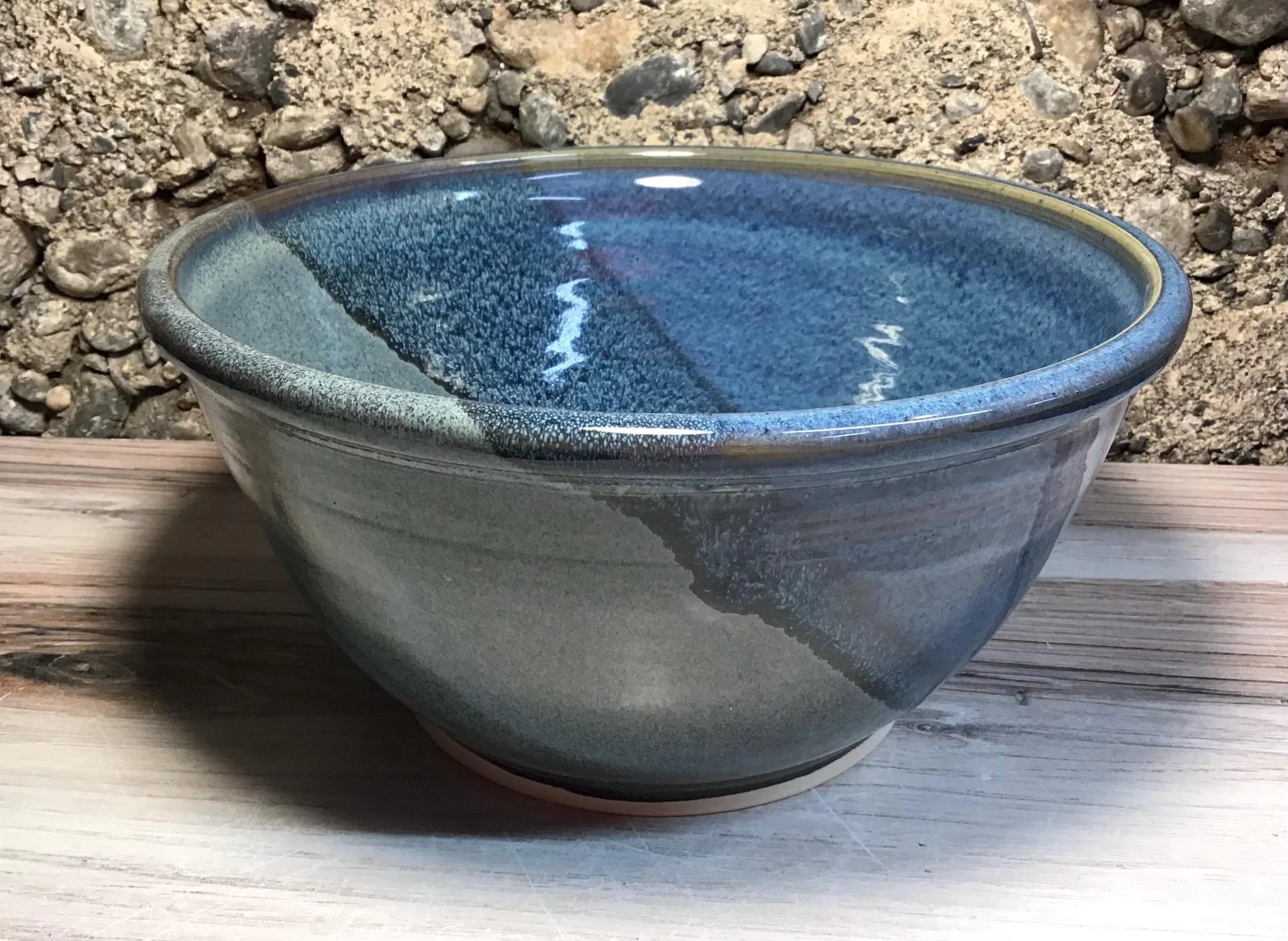 Handmade 9" Pottery Bowl--Slate/Twilight--8-cup Stoneware Bowl