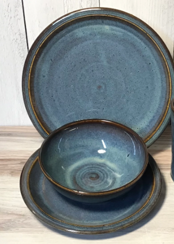 Set of Four 3-piece Handmade Pottery Place Settings--Choose Your Glaze--Hand thrown Stoneware Dinnerware