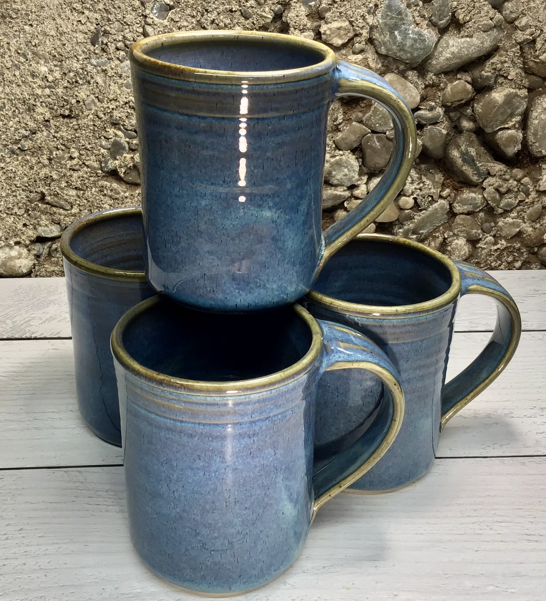 Set of 4 Ceramic Handmade Mugs--Twilight--14-ounce Ceramic Mugs