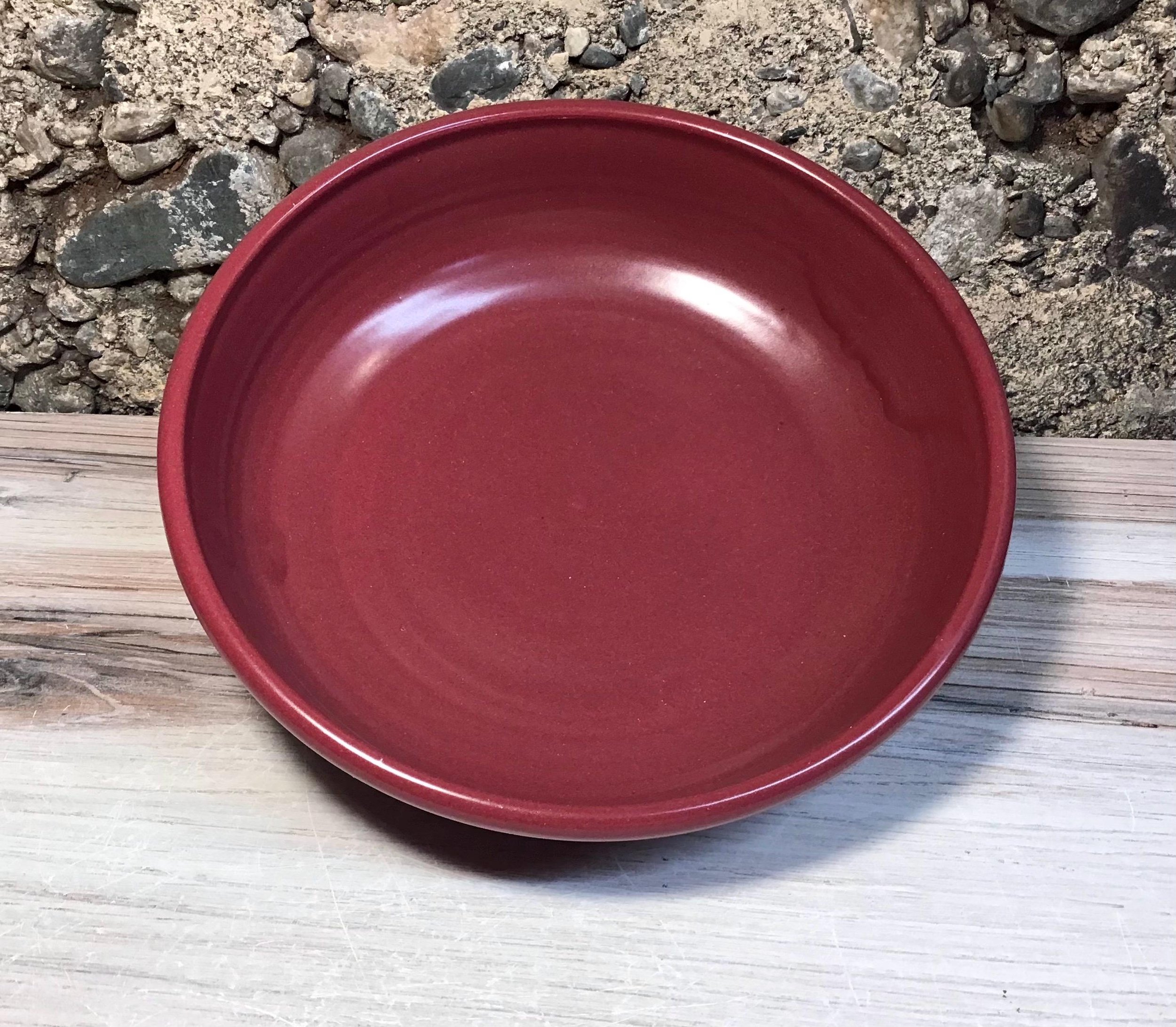 Handmade Pottery Salad or Pasta Bowl--Raspberry--5-cup Ceramic Bowl--Wide Stoneware Bowl