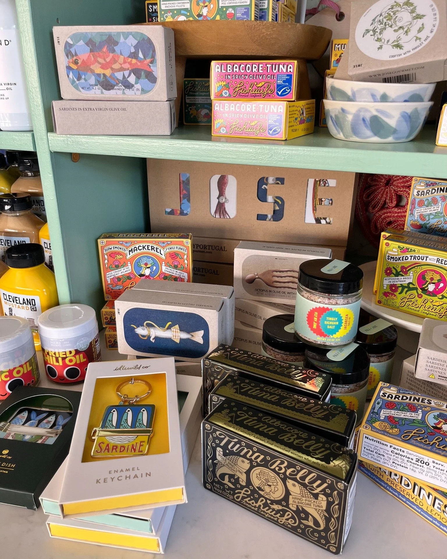 A festive shelfie moment for the tinned-fish fans 🐟✨

Limited varieties are in, and they make the cutest stocking stuffers &mdash; or the base of a very chic holiday snack spread. We even have a few tinned fish tongs, sets, and coordinating tinned-f