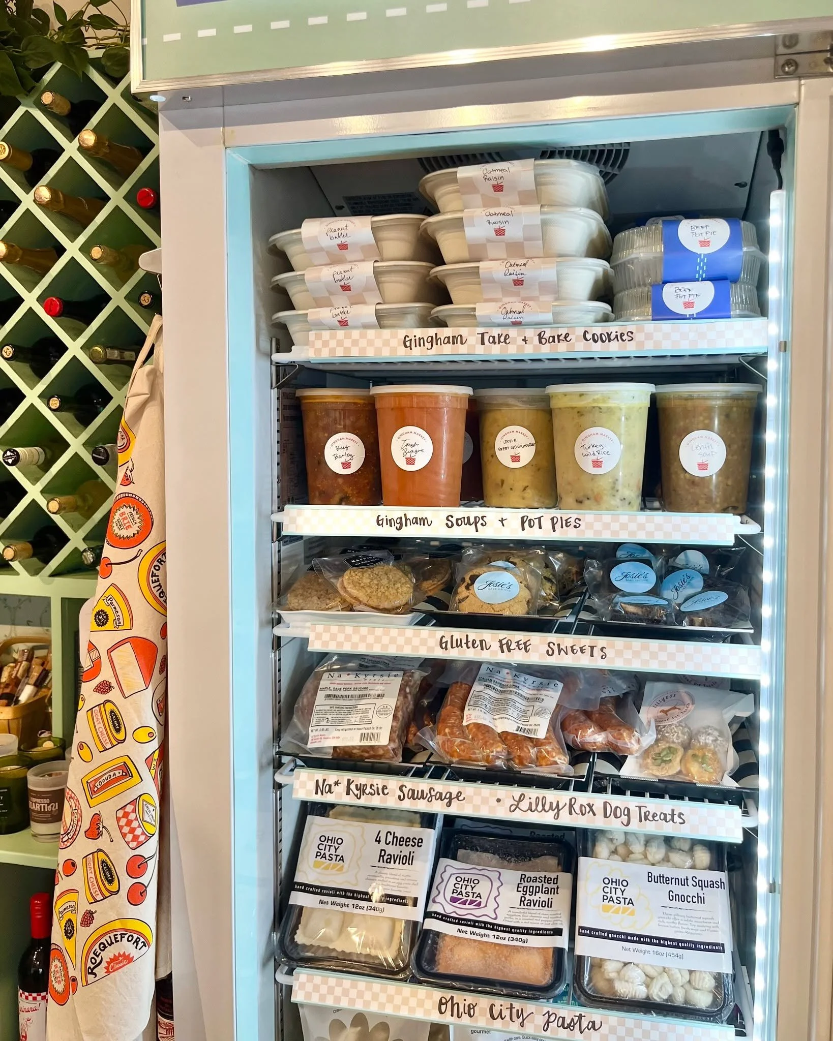 Weekends at Gingham! 💙 Don't forget to browse the Market freezer, stocked with our Take &amp; Bake Cookies, Beef Pot Pies, plenty of Soup, and more local favorites like gluten-free treats, Ohio local meats, pasta, and pierogis. Stop in until 6pm on 