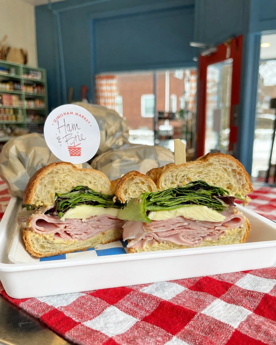 Our classic Ham &amp; Brie... but on a buttery croissant. 😋 Thursday's GRAB &amp; GO also features our Crispy Chicken &amp; Pimento Cheese Wrap (available for one last time!) and our veggie Caprese.

Stop into the MARKET for a bite and something swe