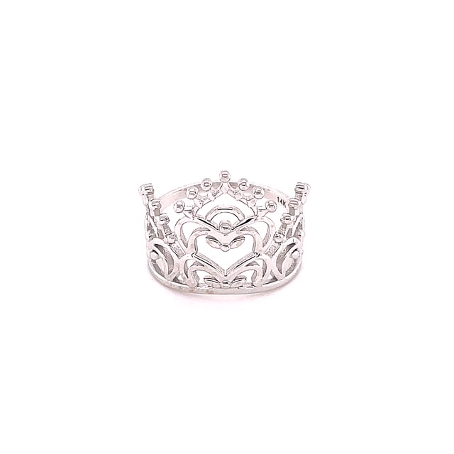 White Gold Crown Ring with ornate, openwork design.
