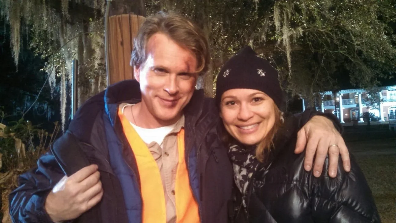 On set with Carey Elwes