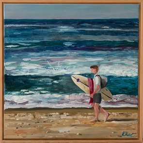 Rachel Rae Art Original Painting Artwork Surfer Boy Front