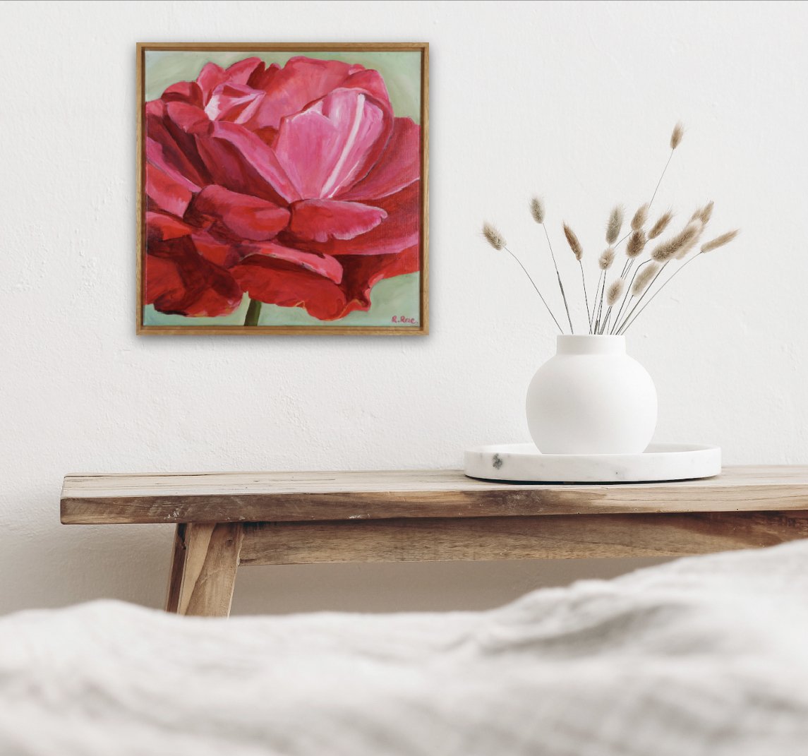 Rachel Rae Original Painting Artwork Pink Rose Insitu