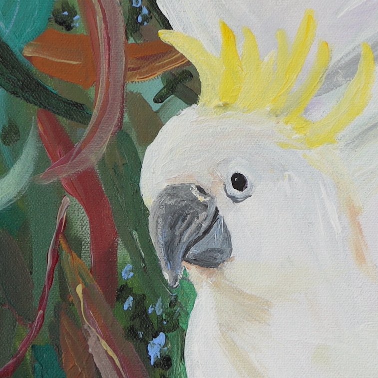 Sulphur Crested White Cockatoo in the Gumtree Original Art Painting Rachel Rae