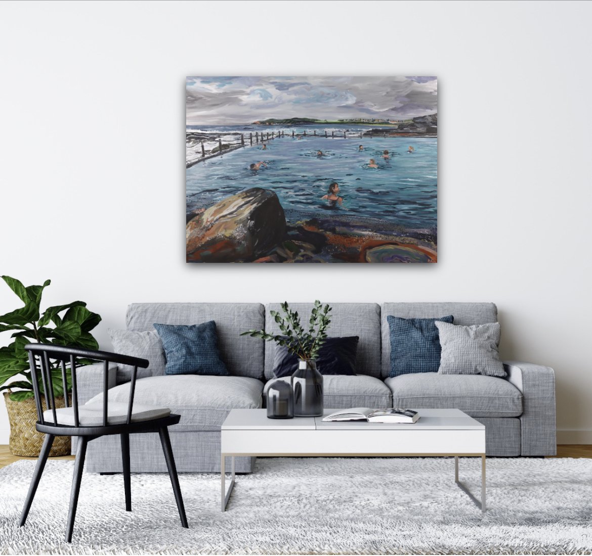 Original Artwork by Rachel Rae - Mahon Pool Swimmers - Thalassotherapy