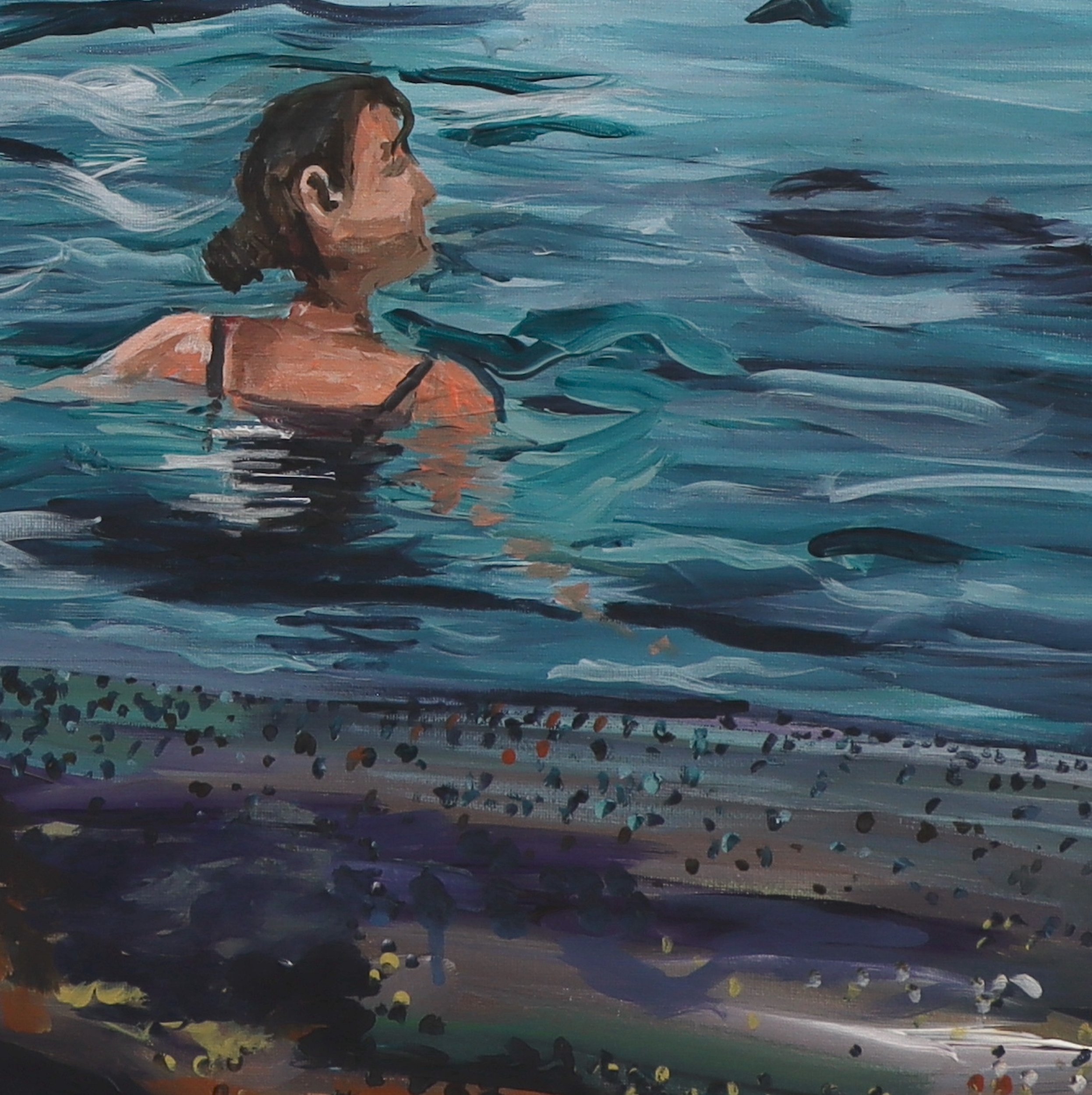 Original Artwork by Rachel Rae - Mahon Pool Swimmers - Thalassotherapy