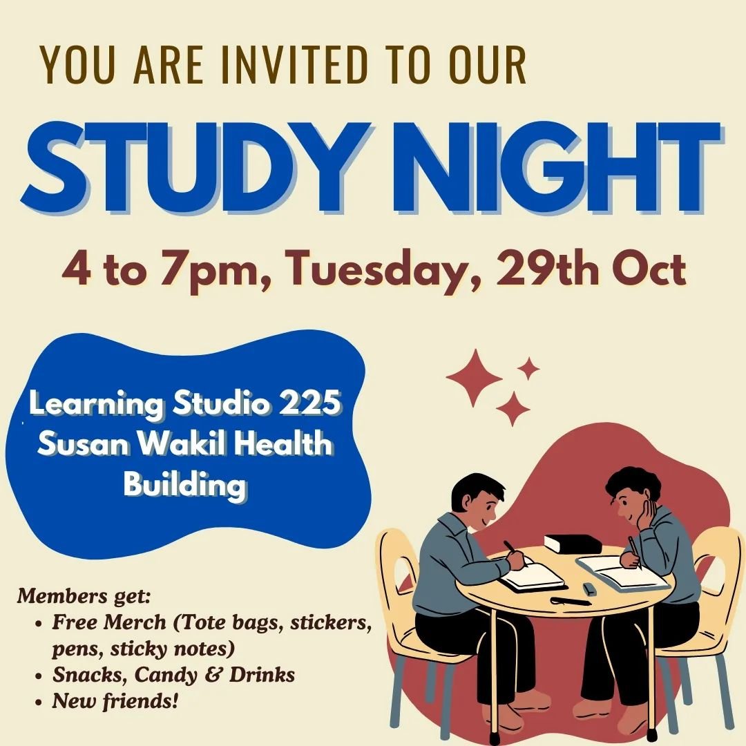 Get your study buddies and lazy groupmates together and join us for a chill evening of studying together, served with fresh food and goodies! ✨🧑&zwj;💻💪

Time ⏰ - 4 to 7 pm 
Date 🗓️ - Tuesday, 29th October 2024 
Location📍- Learning Studio 225, Su