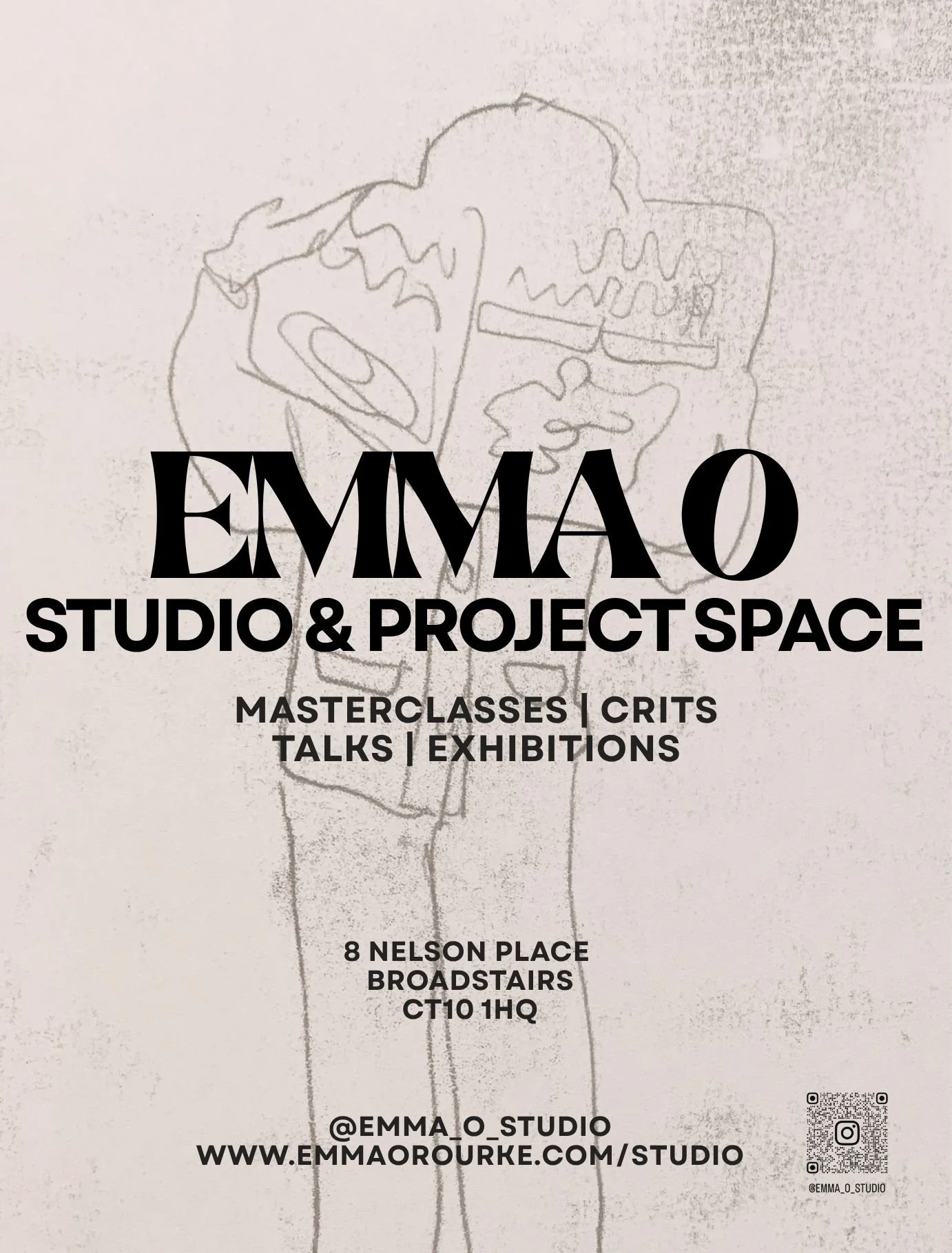 emma o'rourke emma o studio poster with links for instagram mono print