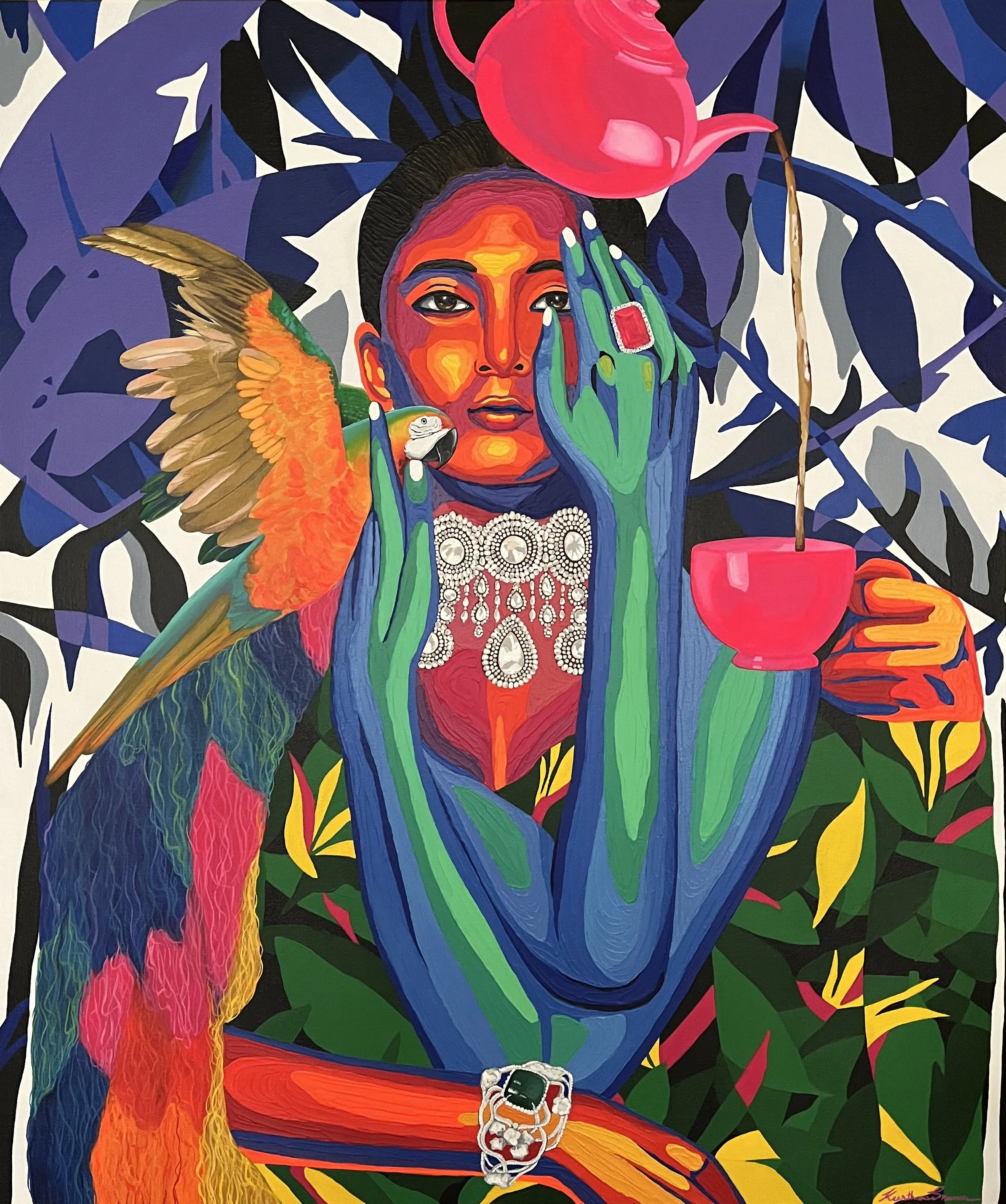 Finding warmth in the cold, Acrylic on canvas, 30" x 36"