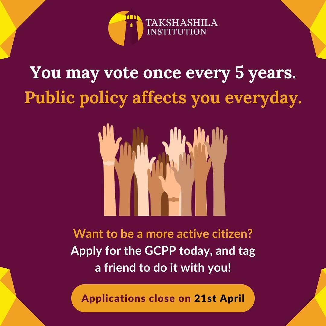 Want to be a more active citizen? 

Apply for the GCPP today. Application link: 

school.takshashila.org.in/gcpp