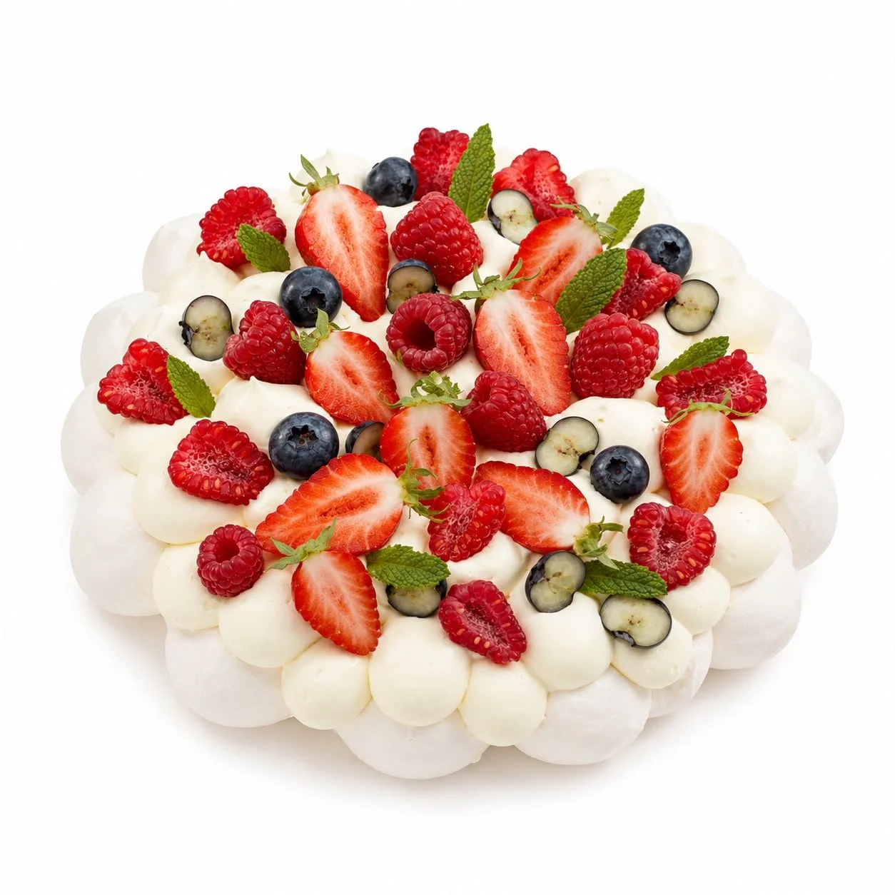 La pavlova fruits rouges menthe fraîche