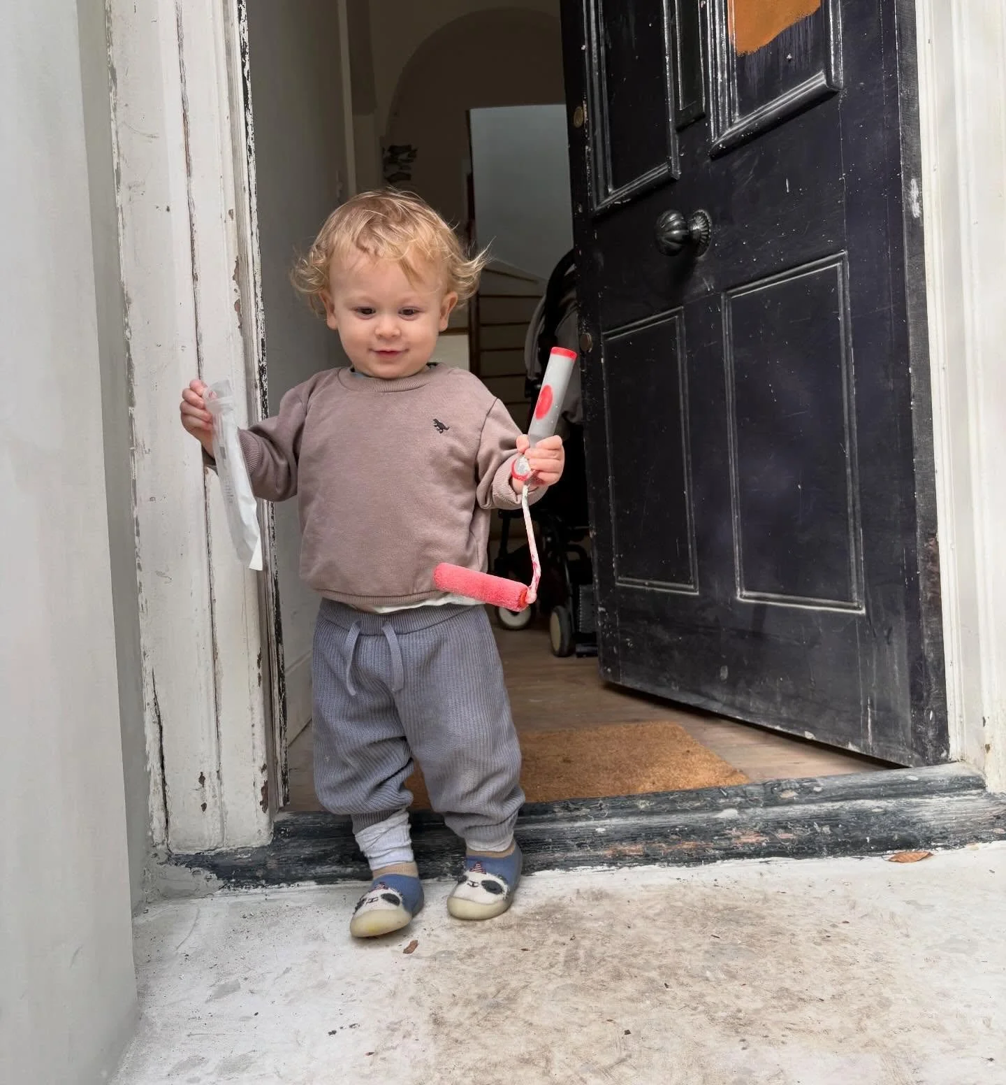 Mini labourer here, dressed the part. I have found myself living on a building site a while now, end is in sight but at times it does feel endless! Which is why I say it&rsquo;s beneficial if clients move out while works are ongoing and here is evide