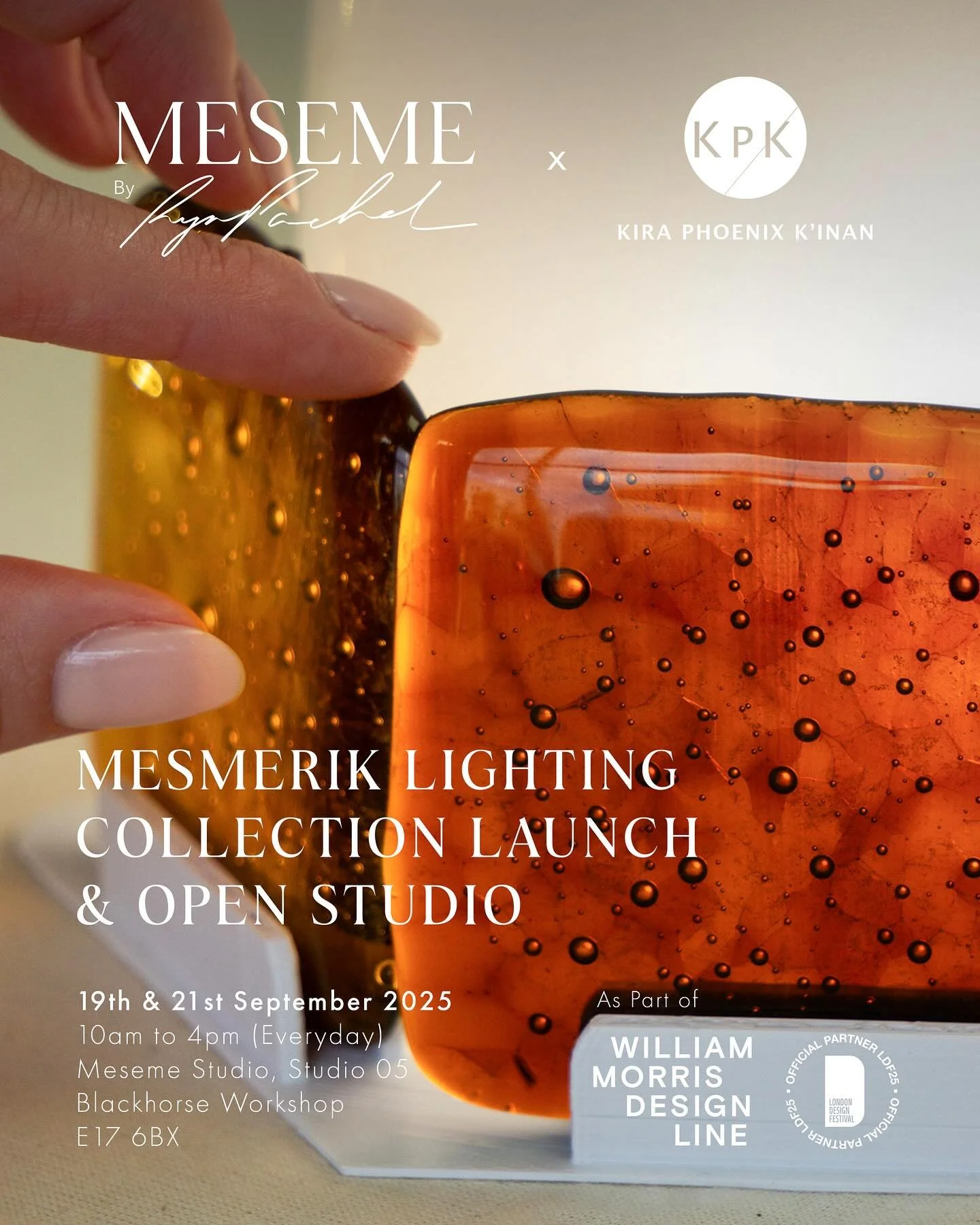 ✨We&rsquo;re opening the doors!✨
 
Join us this month as we launch MESMERIK, a new sculptural lighting collection in collaboration with artist Kira Phoenix K&rsquo;inan of @kpkinanglass 💫

💡A collection where alchemy meets clarity, bubble-rich kiln