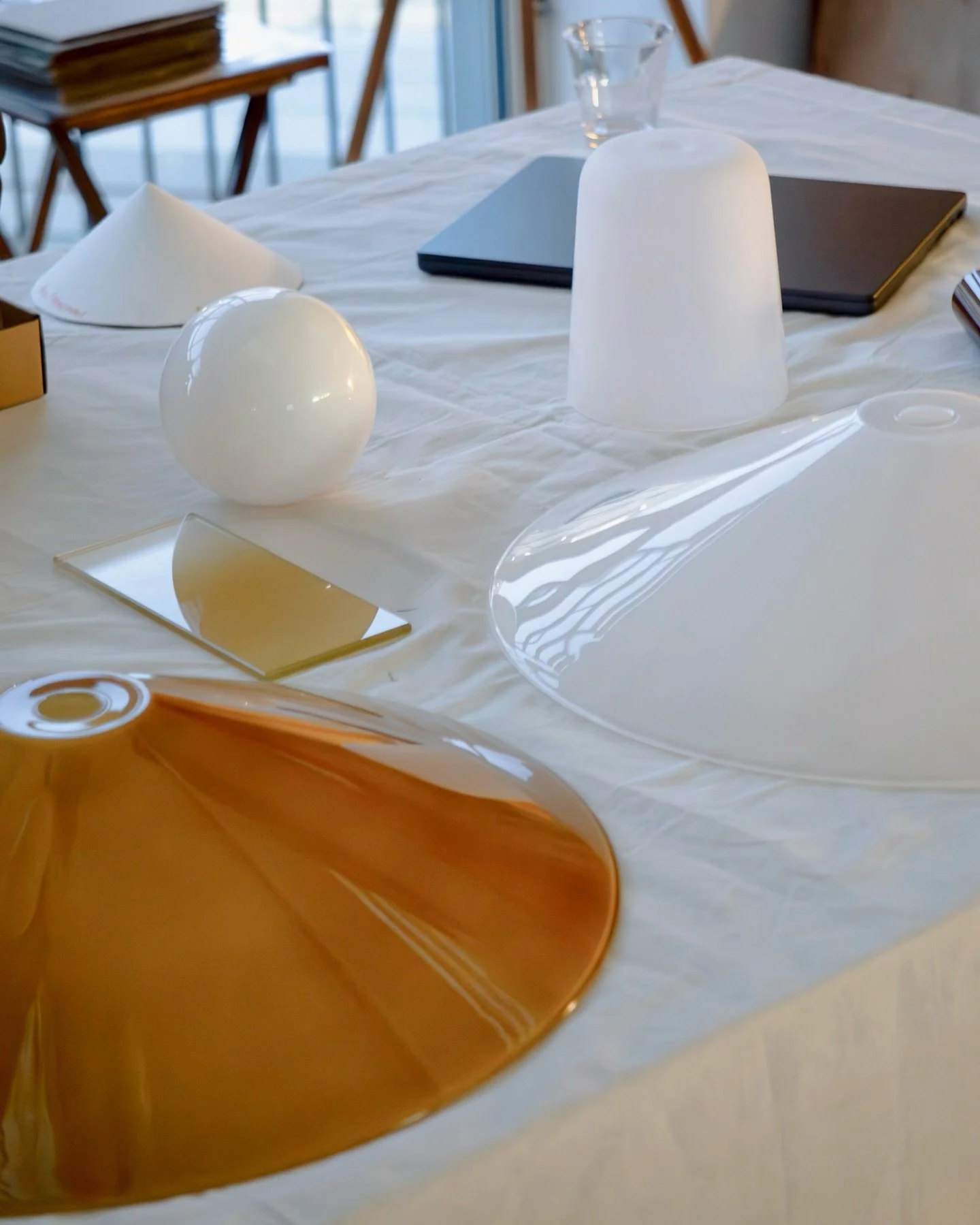 The best kind of studio table chaos ✨

A little peek from our recent commission meeting, a selection of ambers, clears and opals. Colour-ways developed over the years through special collaborations and careful curation, now part of the studio&rsquo;s