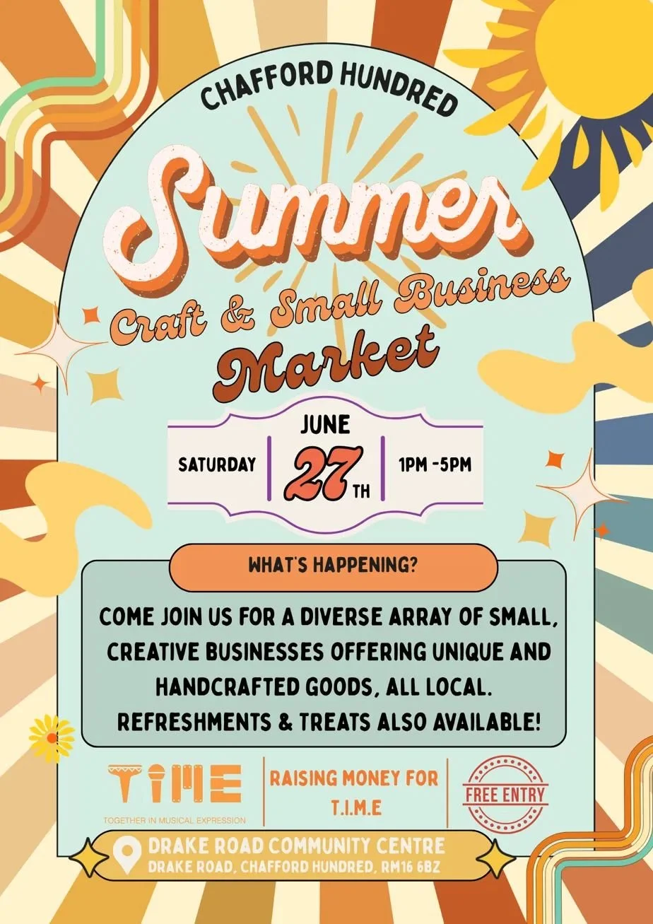 Chafford Hundred Craft &amp; Small Business Market are supporting T.I.M.E.!
