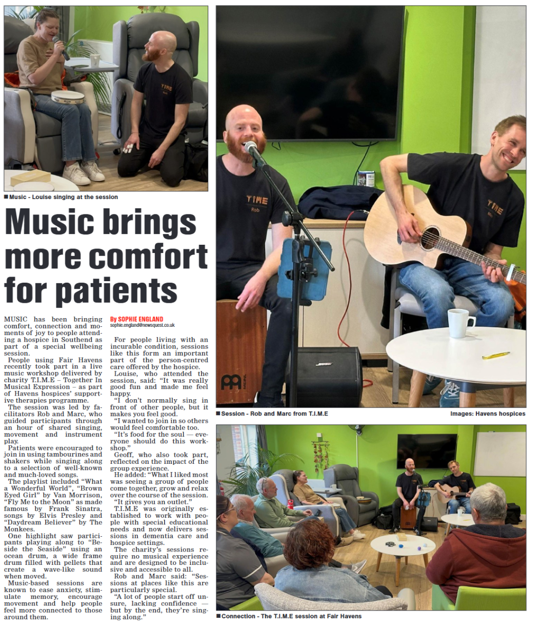 How T.I.M.E.’s music sessions transforms wellbeing in hospice care
