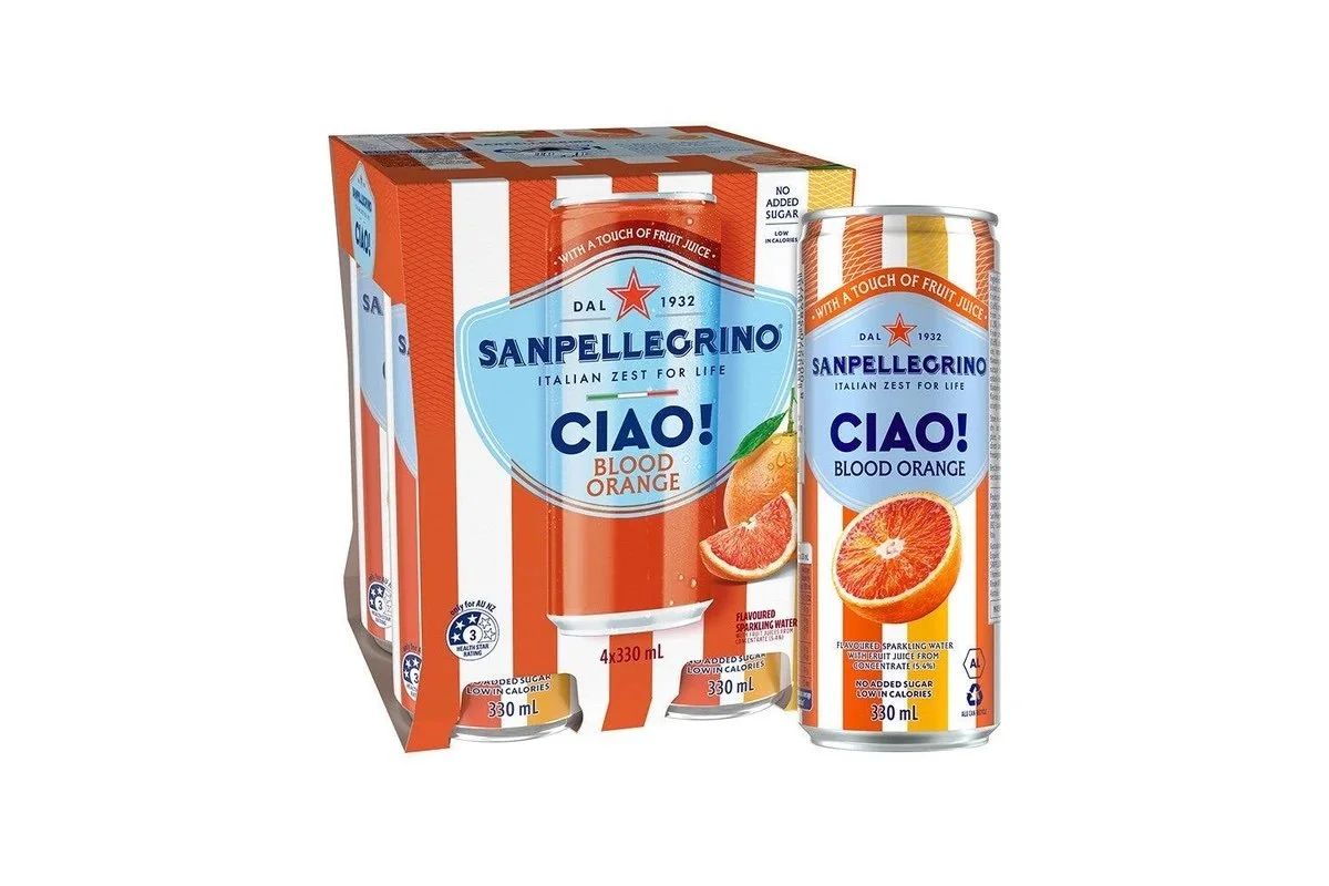 SAN PELLEGRINO CIAO Blood Orange Sparkling Mineral Water 330 ml Carton of 24
