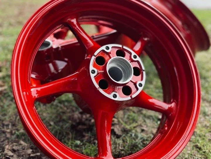 Custom red powder coated wheel