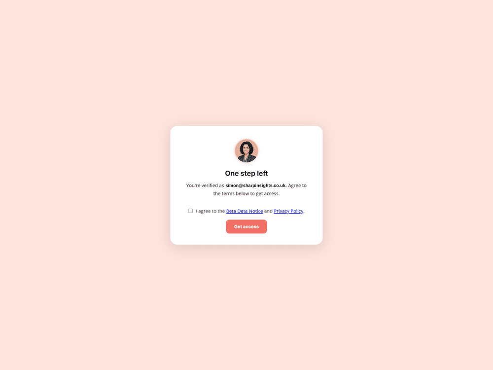 Juno final step, agree to the beta data notice and privacy policy, then get access