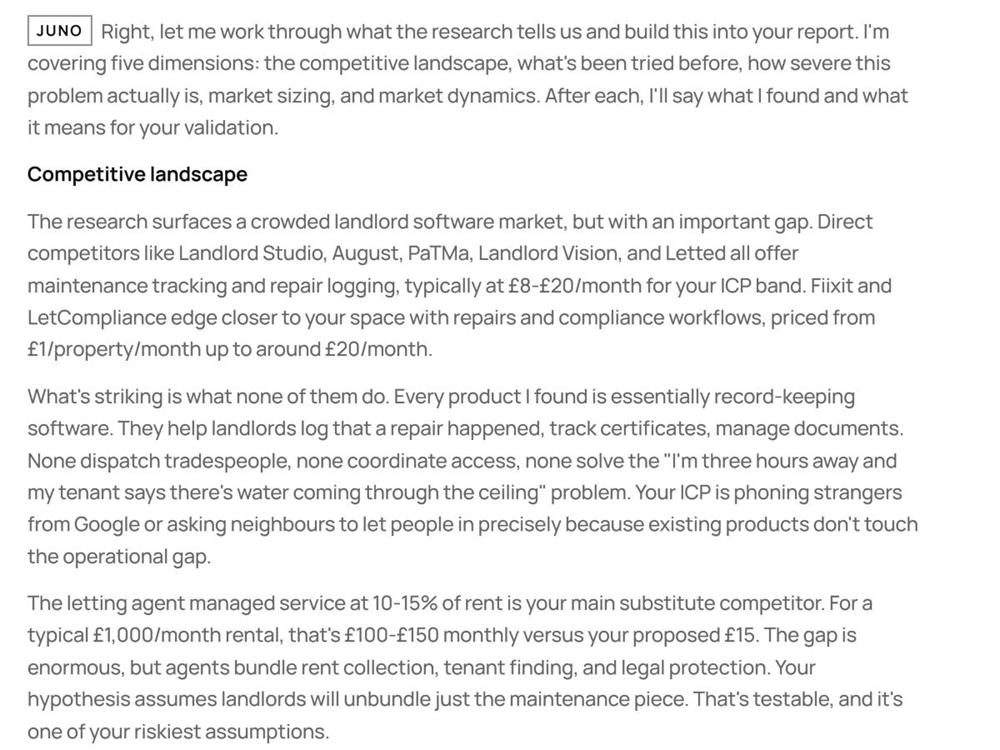 Juno market report excerpt