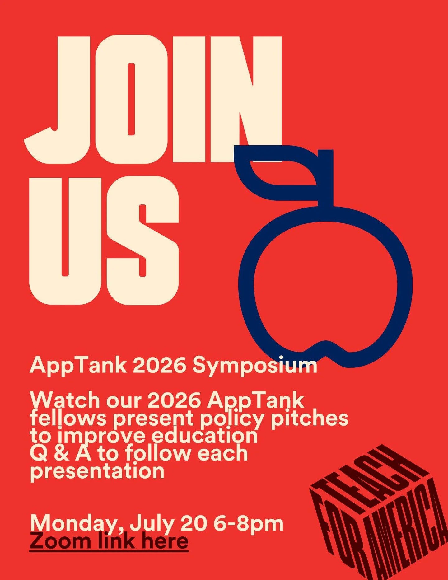 Join us for the culmination of this summer's AppTank program as fellows present their policy pitches on improving education. Zoom link in bio.