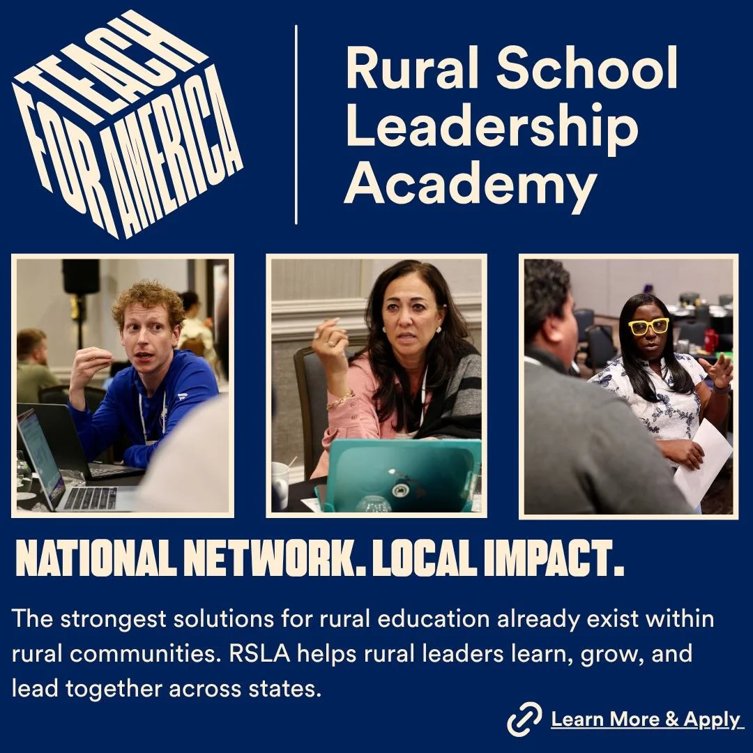 Applications for this fully funded, year-long leadership experience for educators committed to rural schools and communities close on THURSDAY! There is no cost to participate, and required travel, lodging, meals, coaching, program materials, and lea