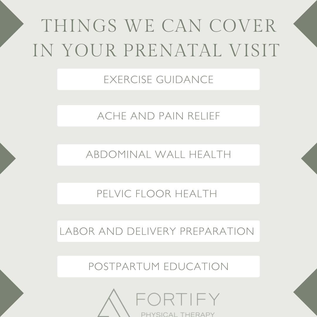 We LOVE prenatal visits! ❤️

Relief of aches and pains is an obvious benefit to your prenatal PT visit, but the real 🔥🔥 is the education discussed about how to keep your body moving and healthy through the pregnancy and into postpartum. 

Education