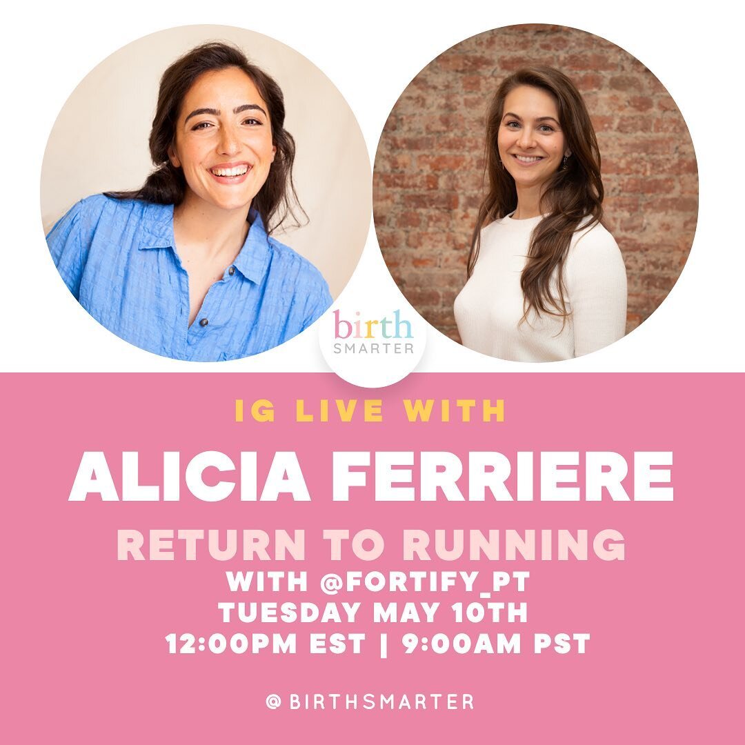 Come join me tomorrow at 12pm as I chat with the amazing Ashley from @birthsmarter on IG Live!! 

We&rsquo;ll talk about a new blog I have coming out about the return to running postpartum. It covers some of the key steps I have my patients take to g