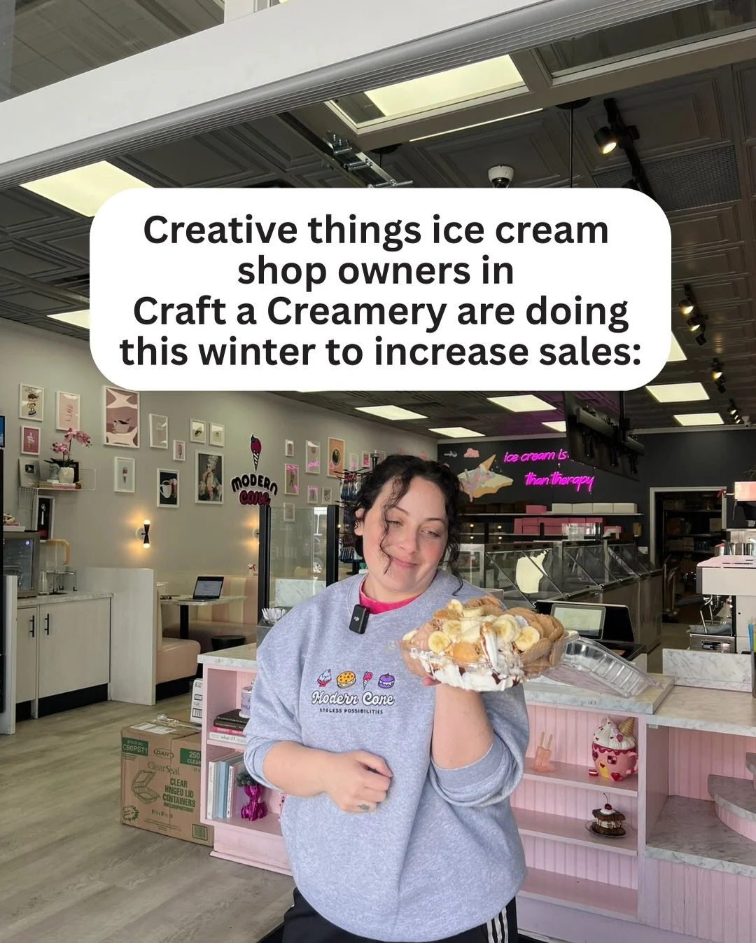 It&rsquo;s winter which means it&rsquo;s the perfect time for ice cream shop owners to learn to get creative with their store. 👉Comment &lsquo;craft a creamery&rsquo; to join 100+ other fellow ice cream shop owners in our community to learn to get c