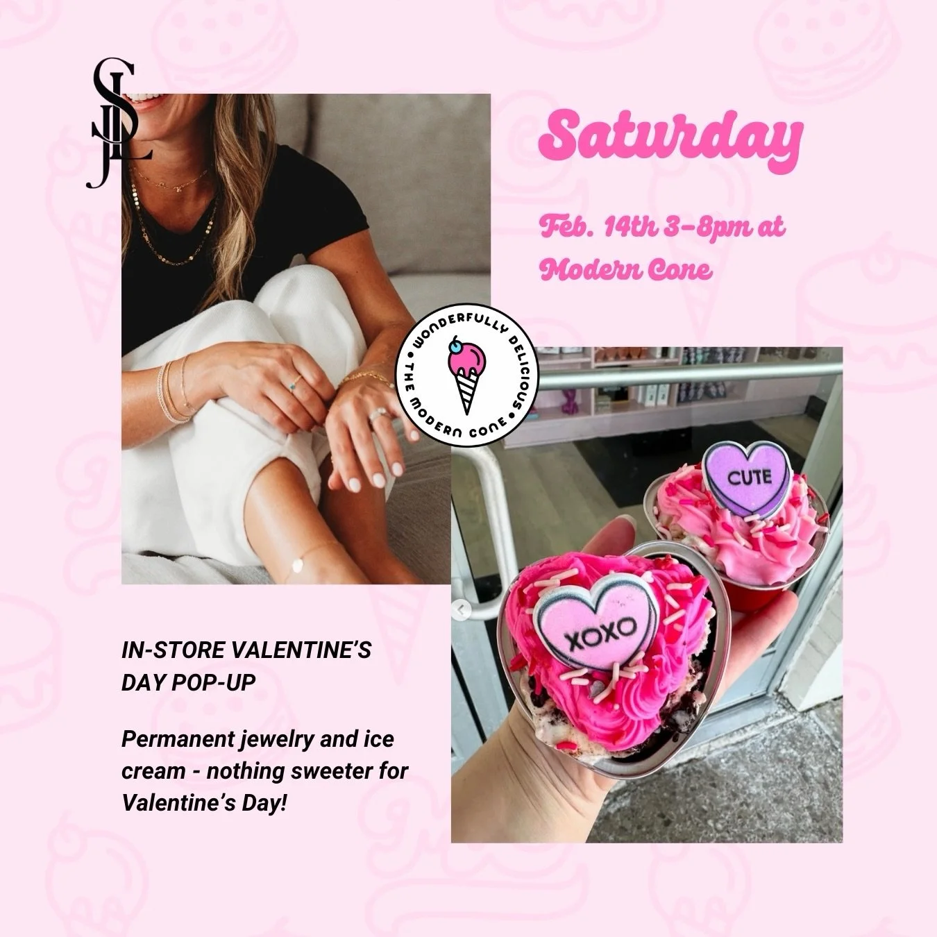 Mark your calendars for Valentine&rsquo;s Day! Permanent jewelry and ice cream is the perfect gift for your loved one! ❤️ grab an ice cream or coffee while you wait. ☕️🍦

First come first serve. We recommend coming early to put your name on the list