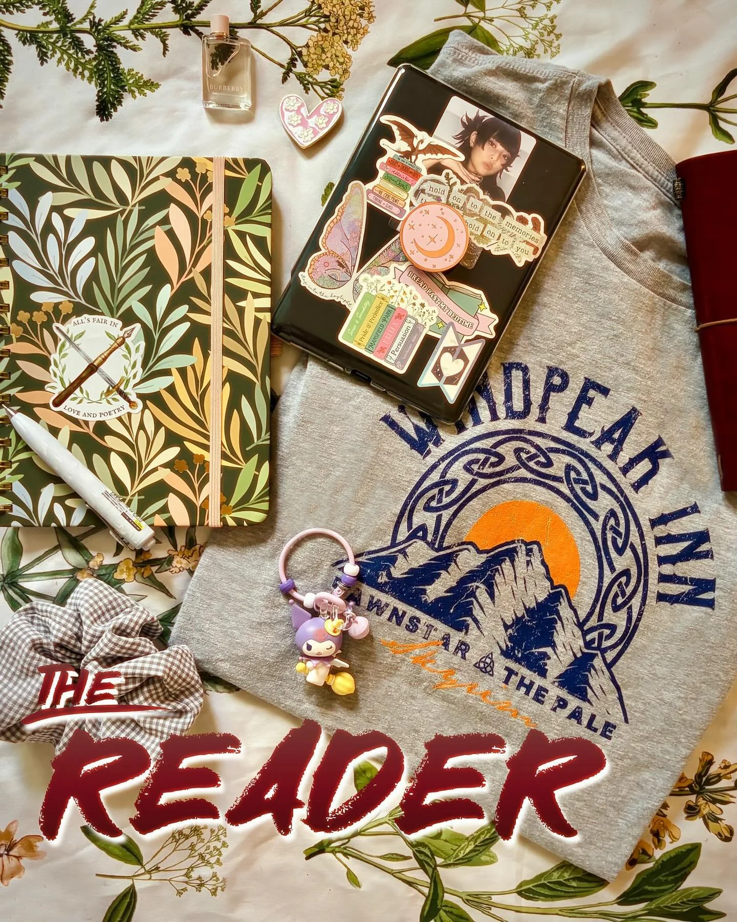 fun activity from @thebookishcatmom 😸

the reader 🌿💜🏔️🌙
vs. the reads 🔥🌊🧘🏻&zwj;♀️🍳

thank u @bethesda @burberry @jennierubyjane @little.owlet.art @sanrio @uniballco for the items/personality &amp; the featured authors for the insights ✍🏻