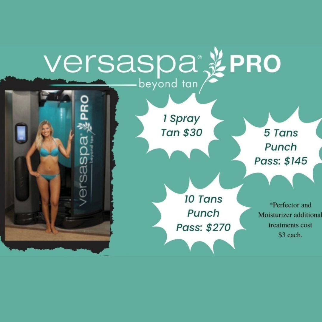 Get your glow on with our amazing spray tan deals! 🌟😎

𝗙𝗼𝗿 𝗮 𝗼𝗻𝗲-𝘁𝗶𝗺𝗲 𝘁𝗮𝗻❟ 𝗶𝘁'𝘀 𝗷𝘂𝘀𝘁 $𝟯𝟬

If you're looking for more, grab our punch passes: 𝟱 𝘁𝗮𝗻𝘀 𝗳𝗼𝗿 $𝟭𝟰𝟱
 𝗼𝗿
𝟭𝟬 𝗳𝗼𝗿 $𝟮𝟳𝟬

Plus, add Perfector and Moistu