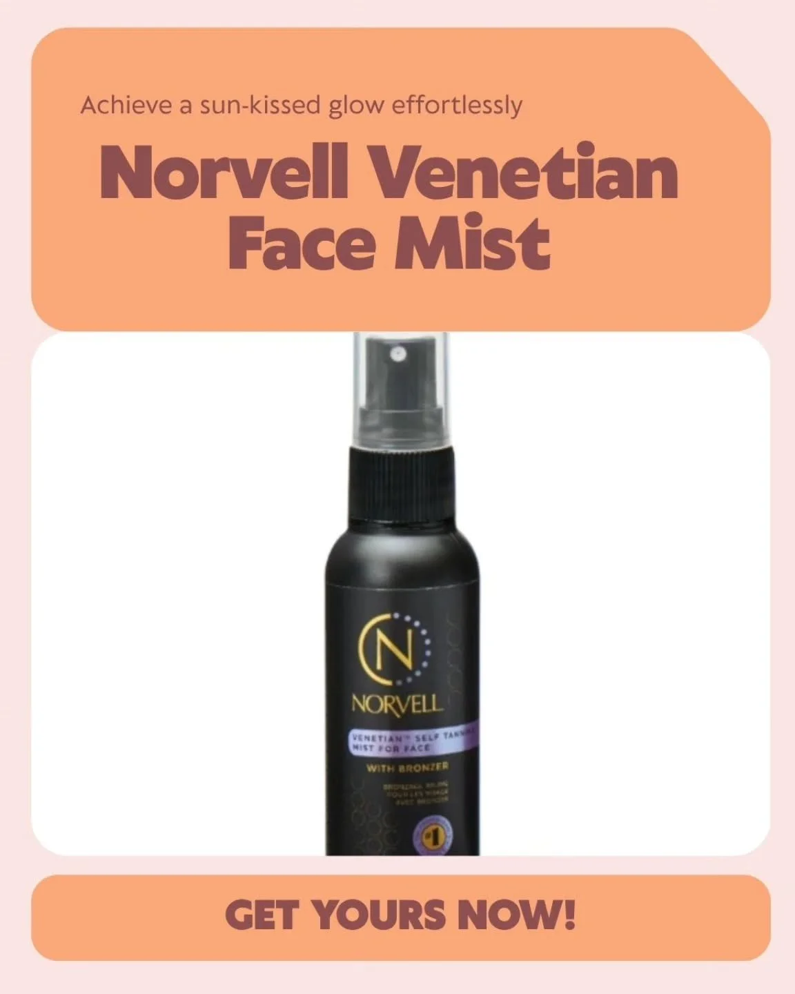 Norvell Venetian Face Mist β¨π
This is my go to product for a flawless sun kissed glow for my face, especially as we head into fall and winter! πβοΈ No orange tint here! ππ
‍βοΈ We recommend this little gem to everyone. β¨
Pro Tip: Spray it onto