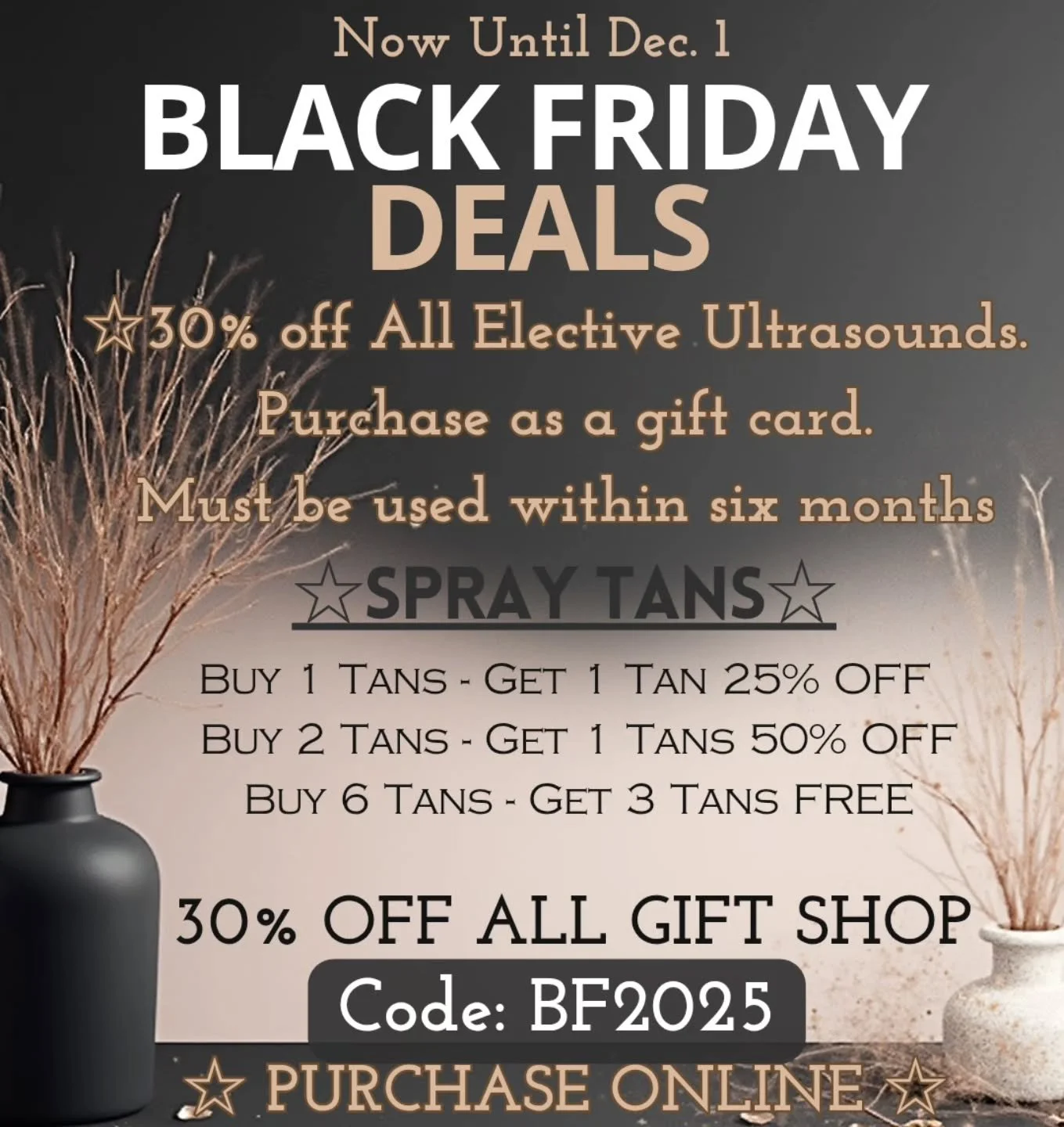 ●Black Friday Deals● 🎉🛍️

Get ready to save big on some incredible offers here at @revealstudiospa whether you are planning for a special gift or treating yourself, we've got you covered.

●Elective Ultrasound Offers 👶💖

30% off all elective ultr