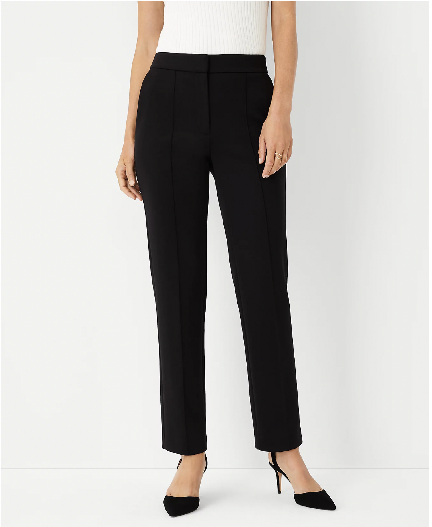 The High Rise Pintucked Straight Leg Pant In Double Knit (Copy)