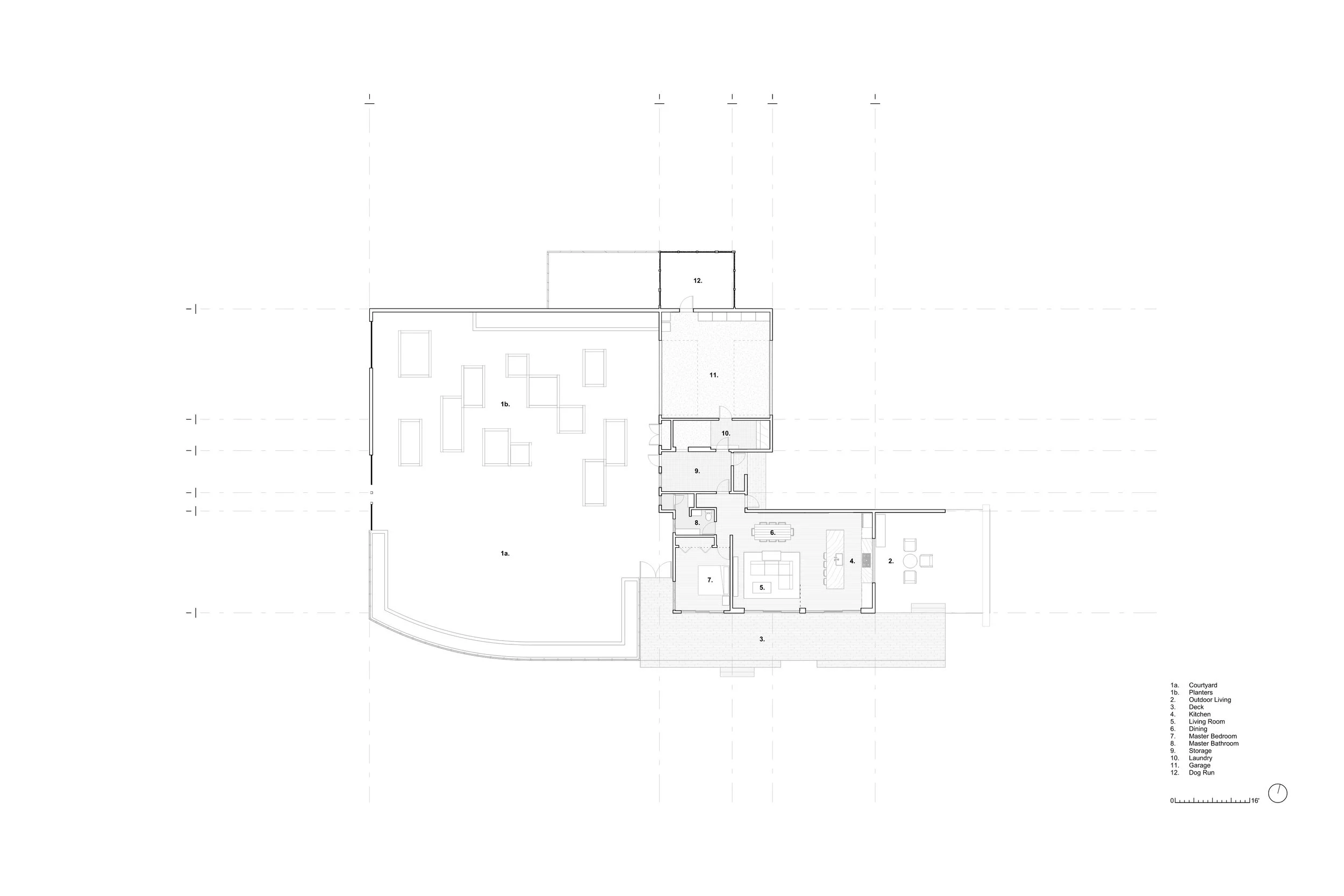 Floor plan of the California Ranch House, a modern restoration by Los Angeles based architect Rob Michel