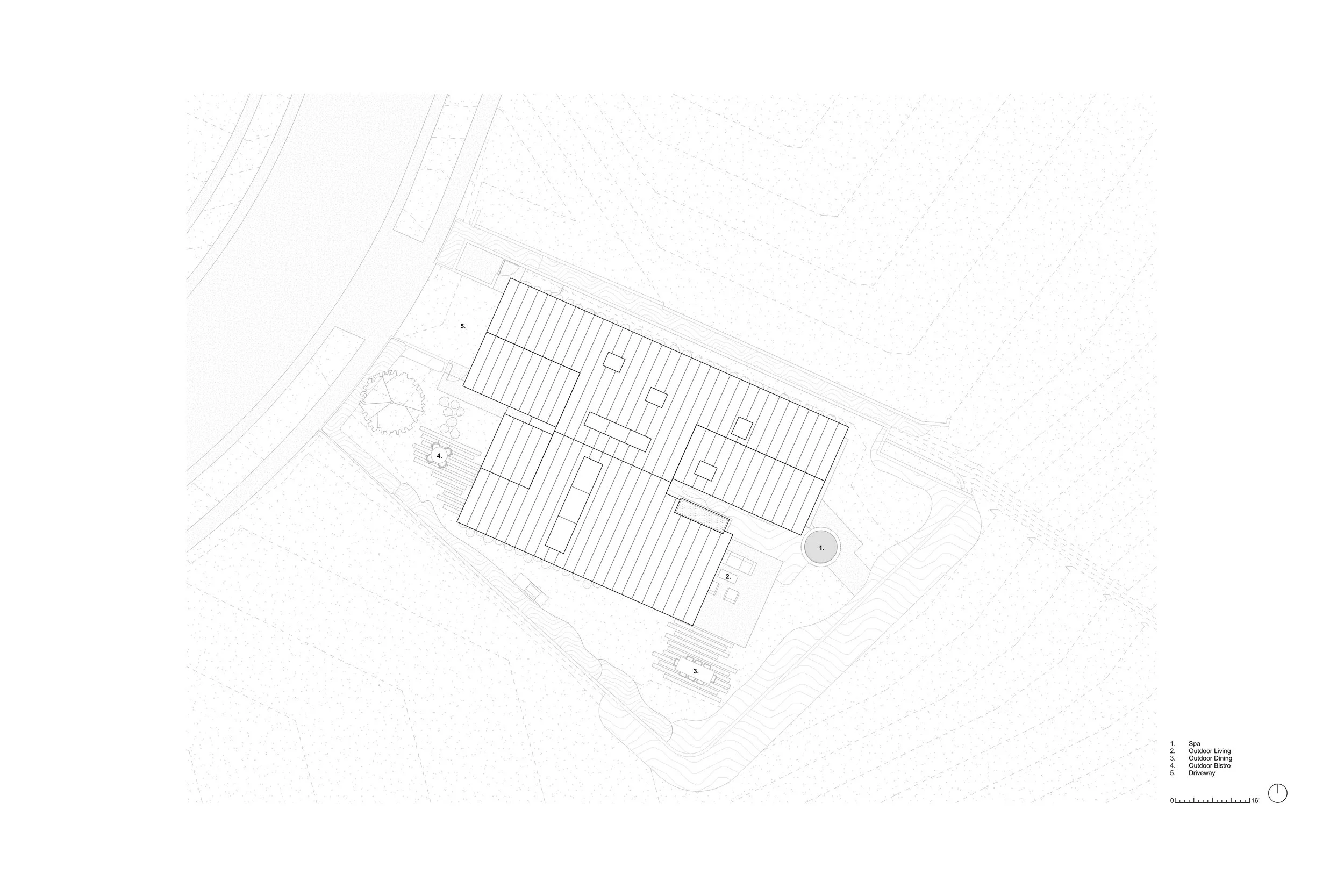 Site plan of the Palisades Residence, designed by architect Rob Michel