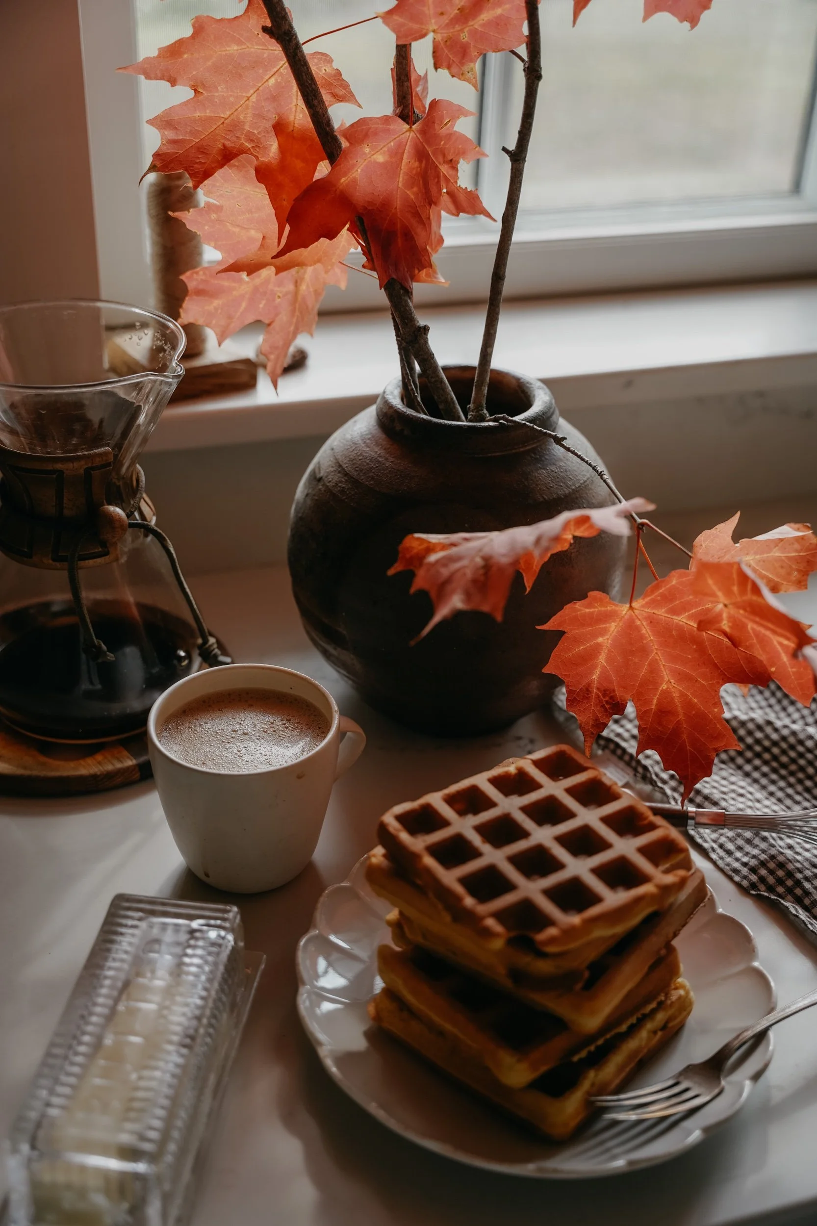 fall kitchen | almond spiced waffles