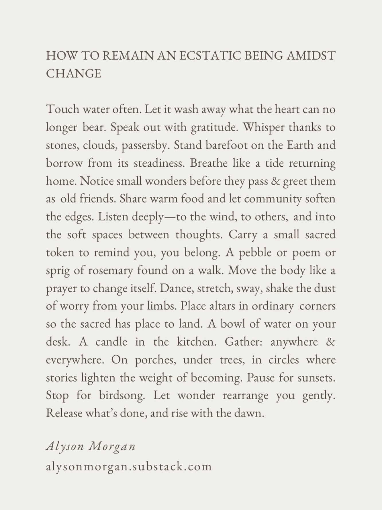 A living list of practices &amp; rituals, offered up for these times of change &amp; transitions to remember our aliveness.