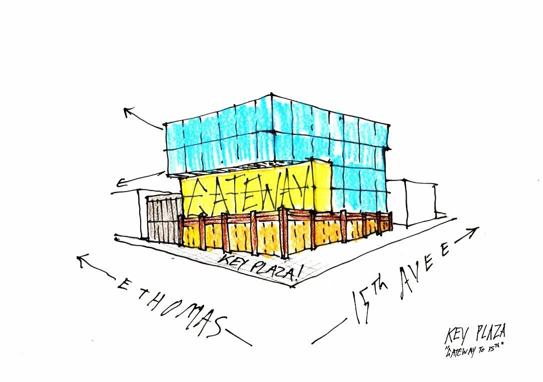 always dreamin&rsquo;

15th Ave E in #seattle is one of the prime retail streets in the city, yet there is way too little density for a city of our caliber - this sketch imagines the #keybank site as a new 5-story #affordablehousing project with prem