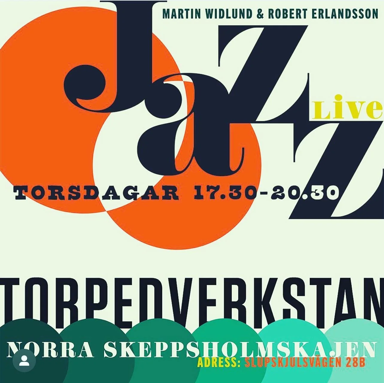 IMORGON &Auml;R DET DAGS F&Ouml;R JAZZTORSDAG IGEN!
Livejazz imorgon torsdag 18 augusti mellan 17.30-20.30 spelar Martin Widlund &amp; Robert Erlandsson hos oss igen! V&auml;lkomna &ndash; se till att boka bord!

Bordsbokning: www.torpedverkstan.se!
