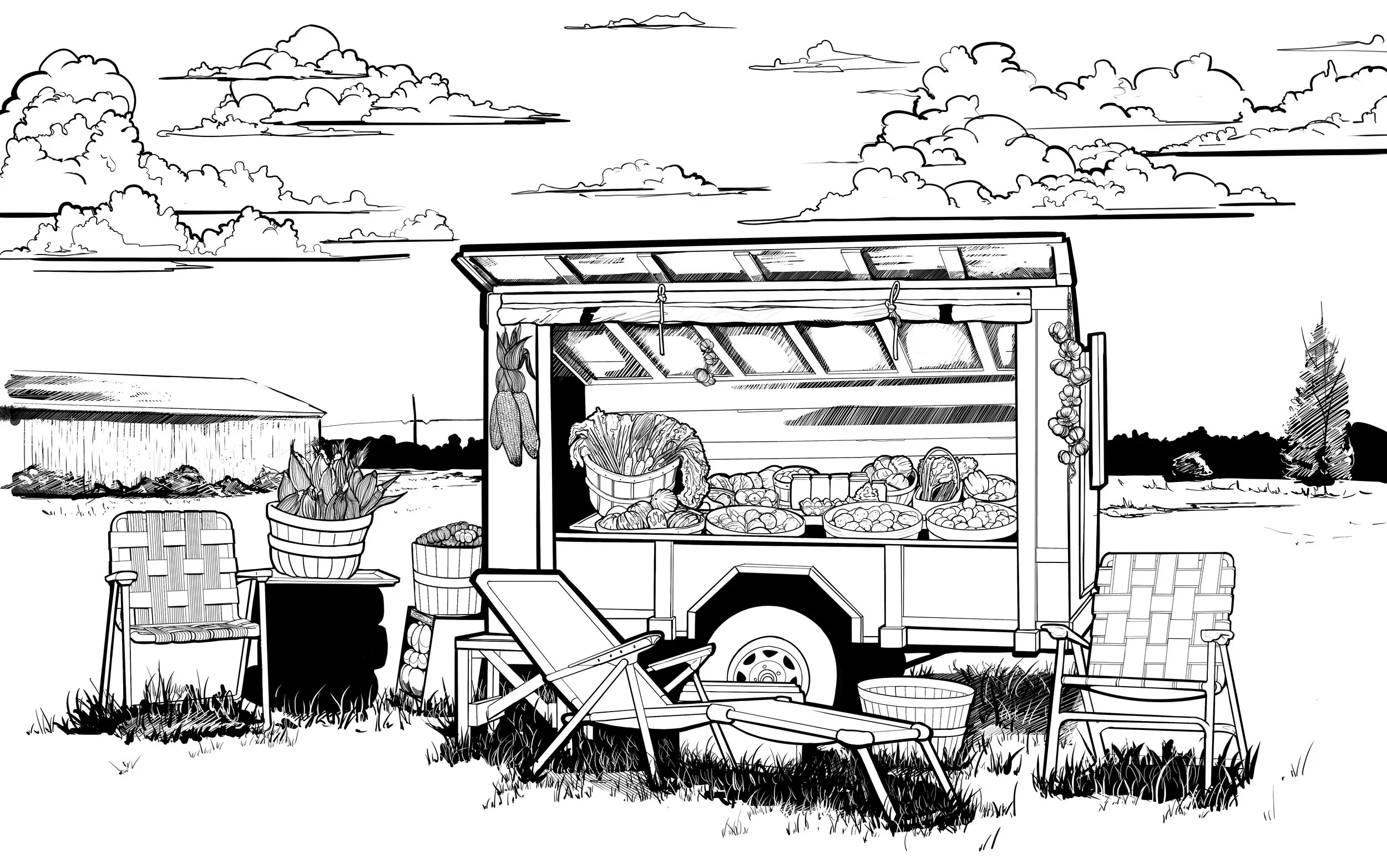 Gone Chorin' - Digital Drawing - Utilizing Ink techniques to create an aesthitic similar to true ink hatching/cross hatching and weighted line