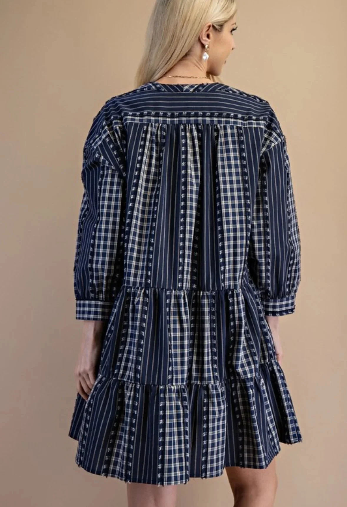 Electric Blue Mix Print Dress _ Back .jpeg